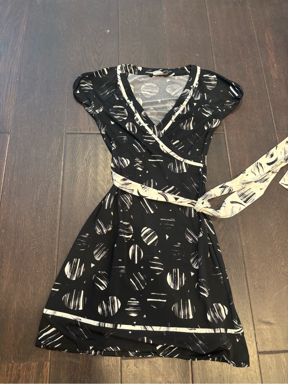 BCBGMaxAzria Black Dress with White Abstract Circle Print